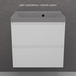 Style Line Тумба с кварцевой раковиной серый шелк Манхэттен 60 Plus подвесная эмаль белая матовая – фотография-2